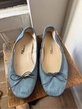 PORSELLI Denim Blue Ballet Flats with Bow